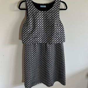 Cynthia Rowley Metallic Silver & Black Party Dress w/ Pockets